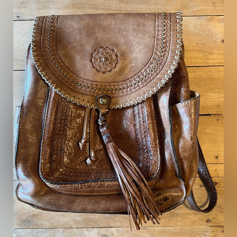 Patricia Nash Brown Leather Backpack Purse